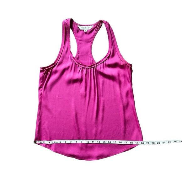 Trina Turk Silk Stretch Pink Racerback Scallop Trim Tank Top 298601 Size Medium - Picture 10 of 14